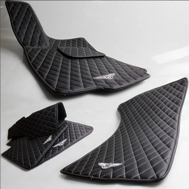 BENTLEY FLYING SPUR DIAMOND STITCH ECO LEATHER FLOOR MATS w/ LOGO 2012